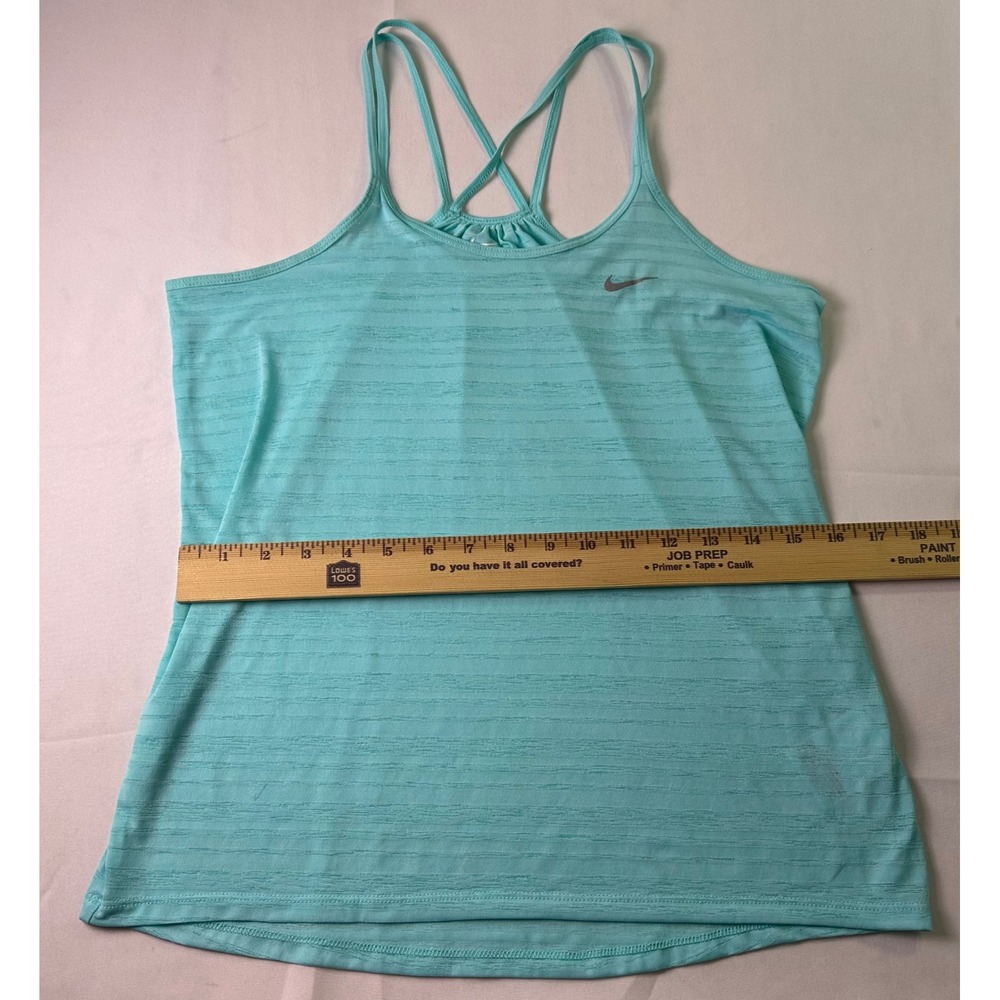 Nike Dri-Fit Tank Top Small Blue Strappy‎ Criss Cross Back Athletic Yoga Running - Picture 7 of 8